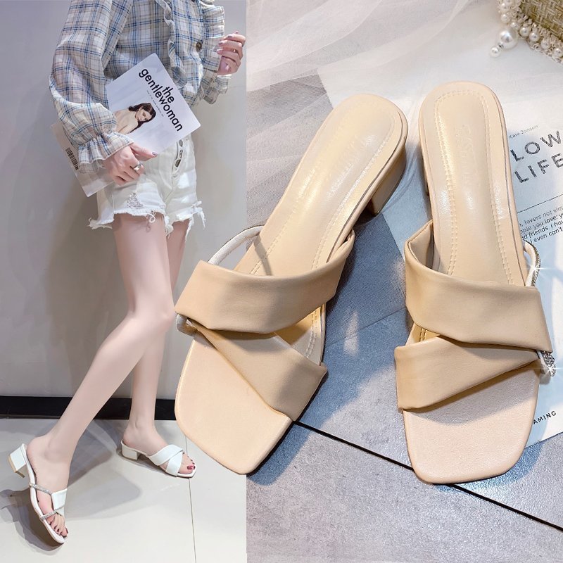 Women's Slope With Thick Heel Toe Square Sandals And Slippers