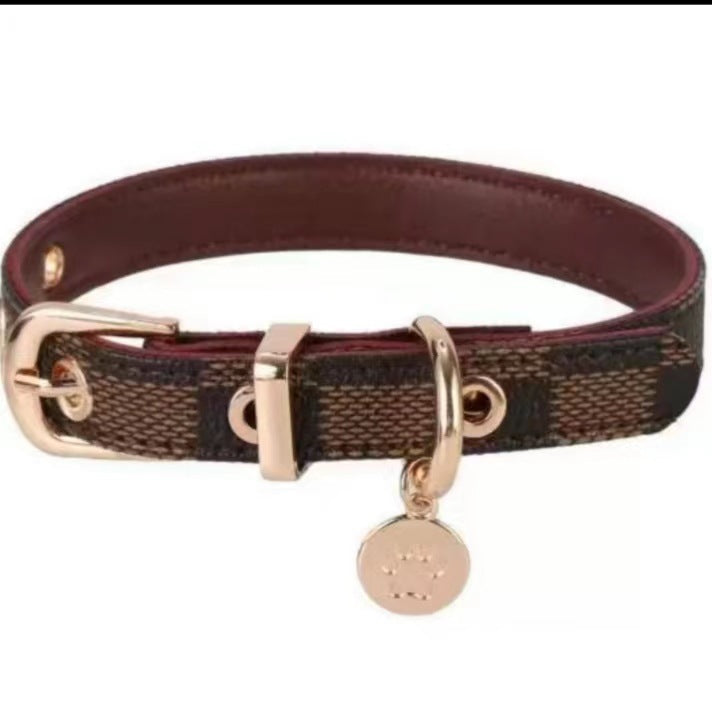 Old Flower Leather Pet Collar Cool Cute