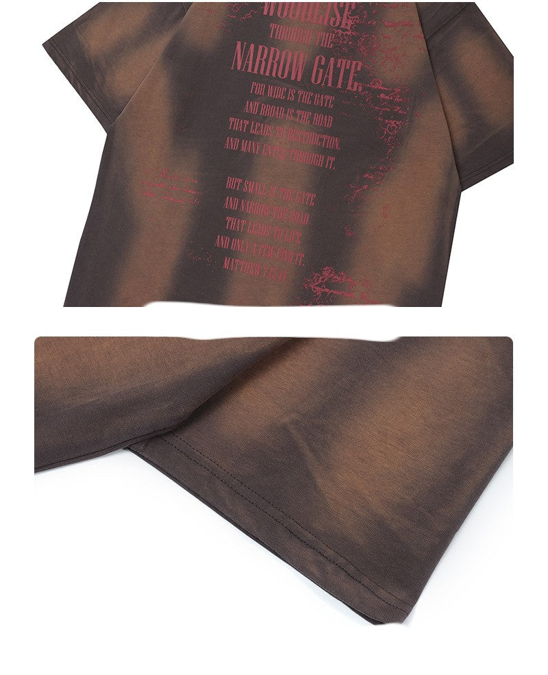 Retro Fashion Brand Multi-bit Spray Color Short-sleeved T-shirt