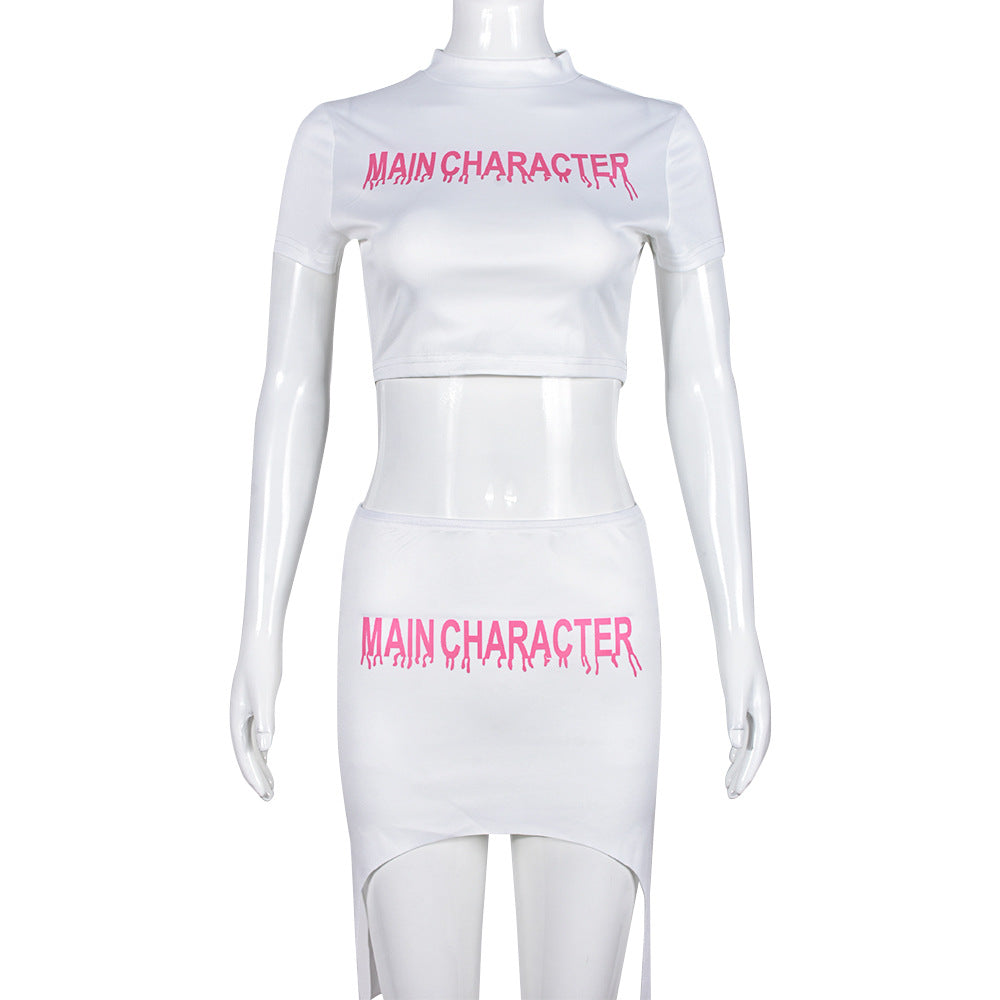 Cutout Midriff-baring Top And Short Skirt Two-piece Set