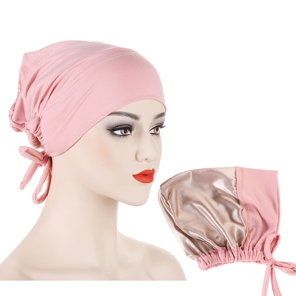 Women's Multicolor Satin Drawstring Sleeve Cap