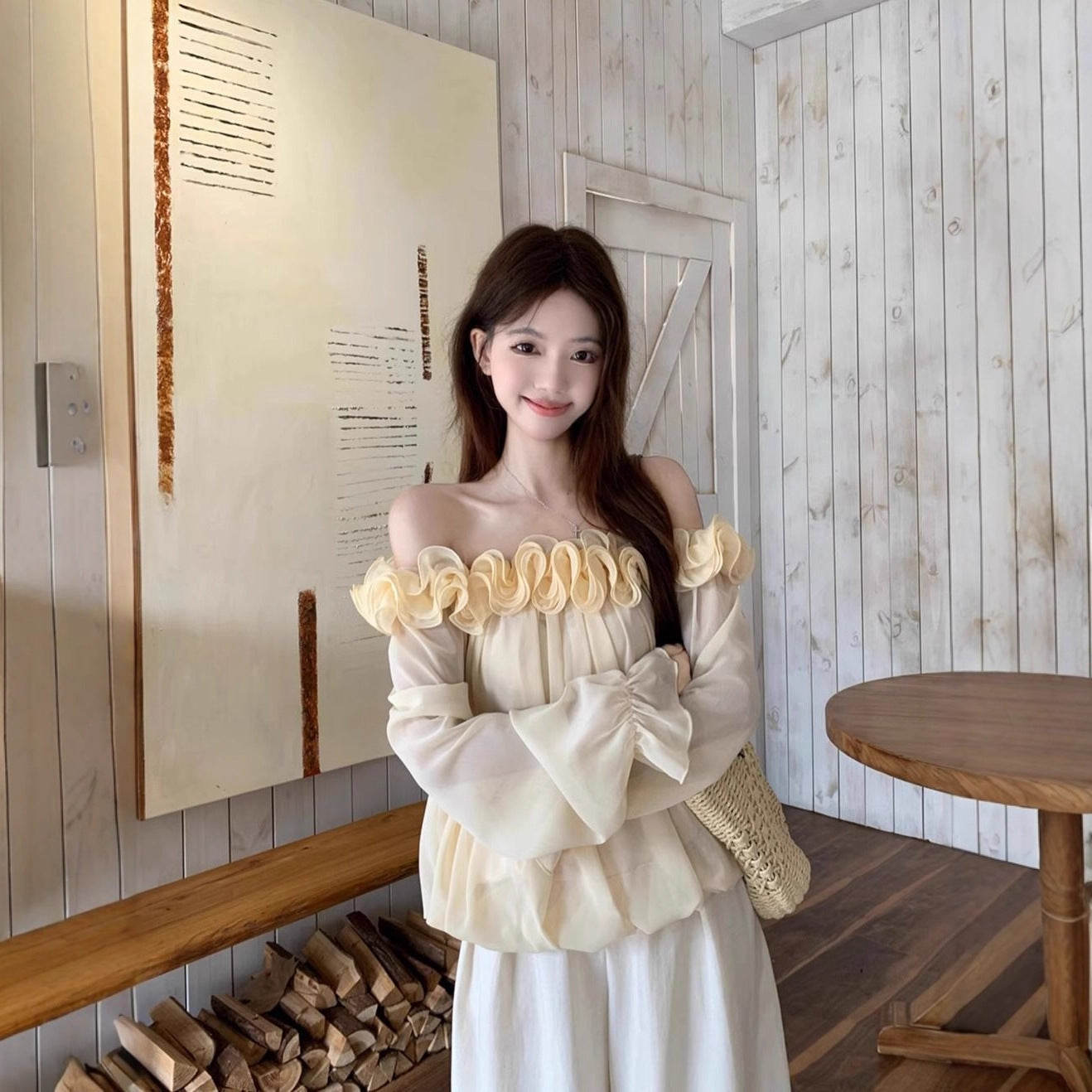 Gentle Off-shoulder Long-sleeve Blouse For Women