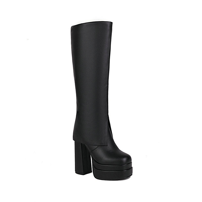 High Heel Platform Chunky Knee Boots