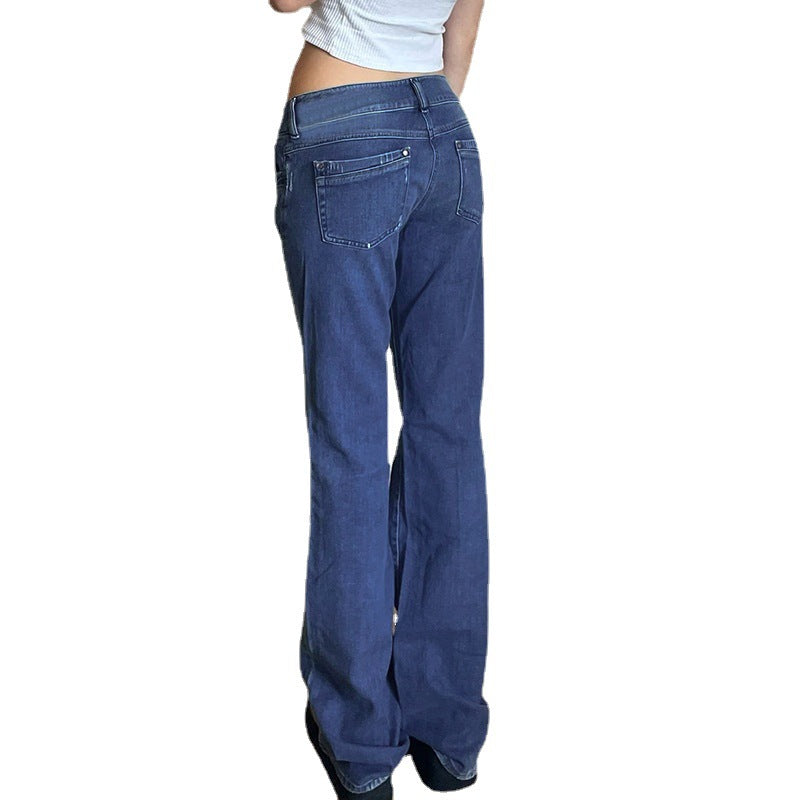 Hvidvaskede Jeans med Høj Talje Afslappede Bukser