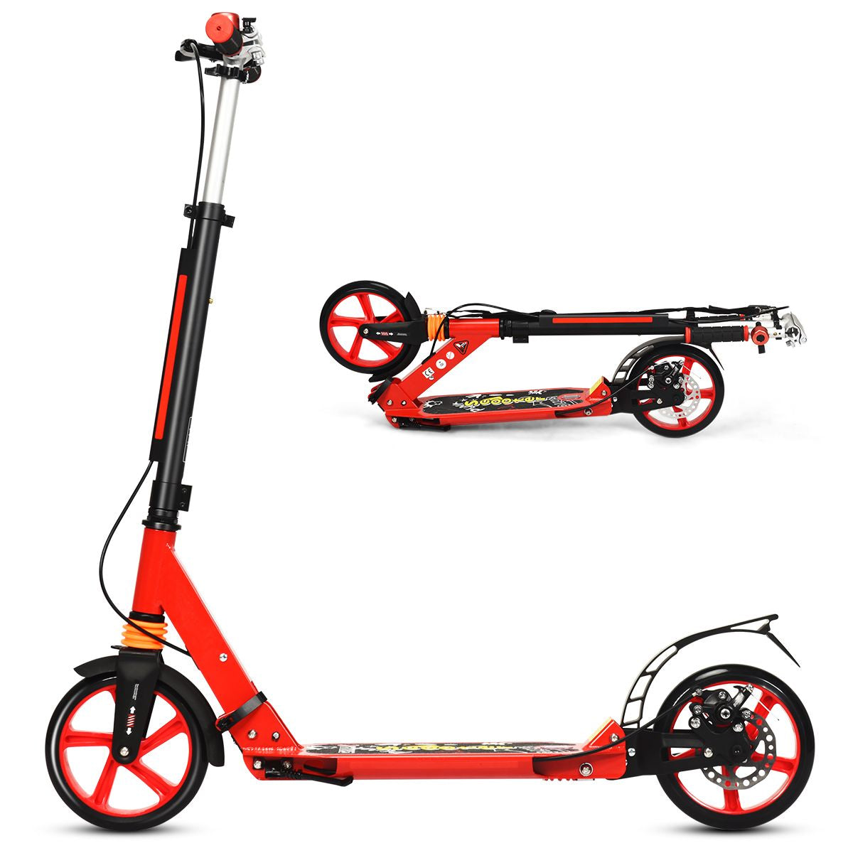 Klappbarer Kickscooter Mit Klingel & Ständer Höhenverstellbarer Scooter Roller Tretroller