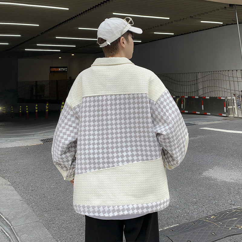 Hong Kong Style Personalized Plaid Jacket For Men