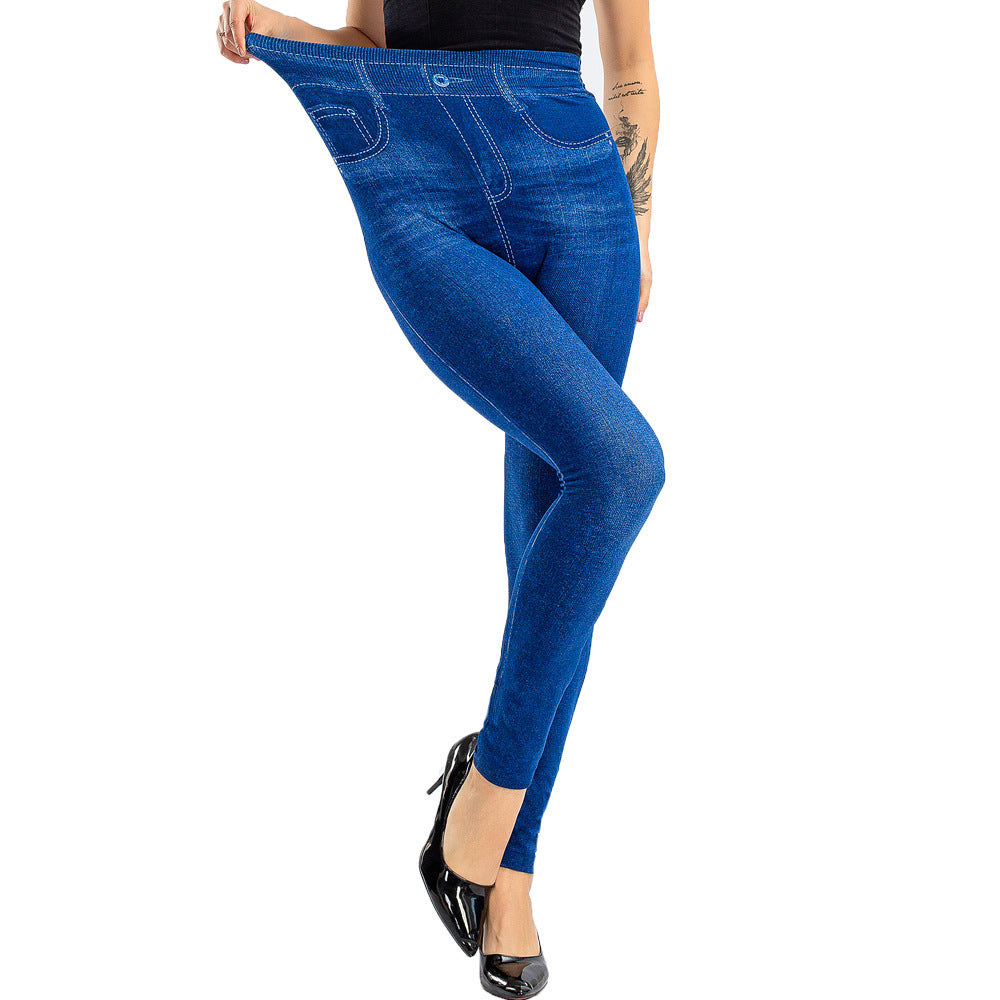 Sømløse leggings i denim-look med ultra-stretch og indbygget numseløftende design