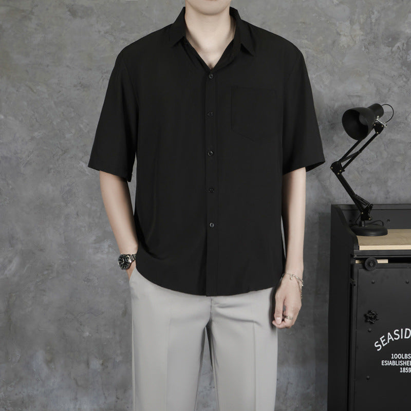 Summer Drape Men's Short-sleeve Thin Breathable Casual Shirt