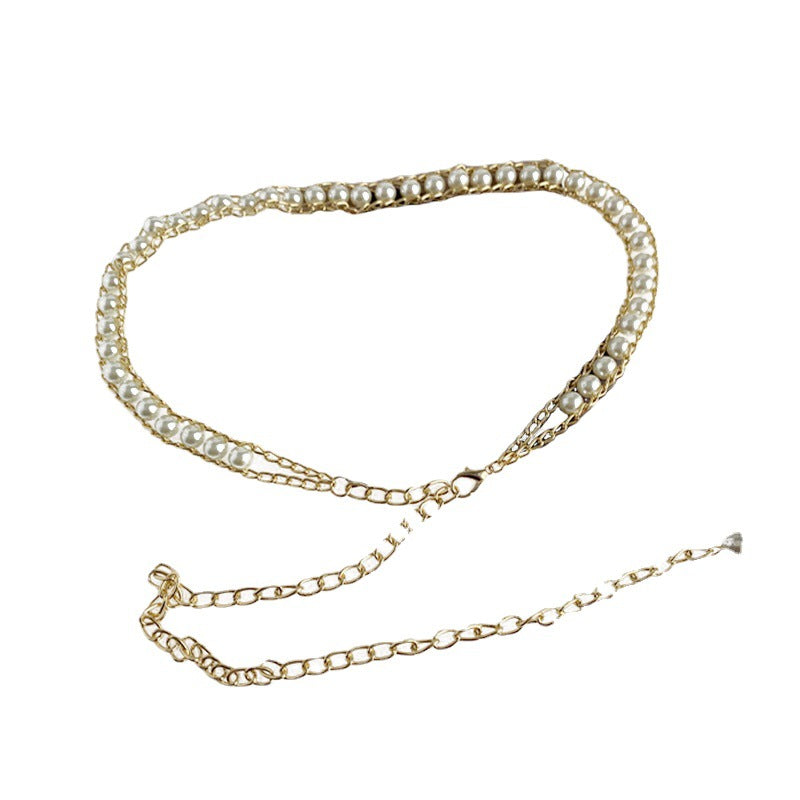 Simple Four Seasons Versatile Beaded Women's Metal Waist Chain