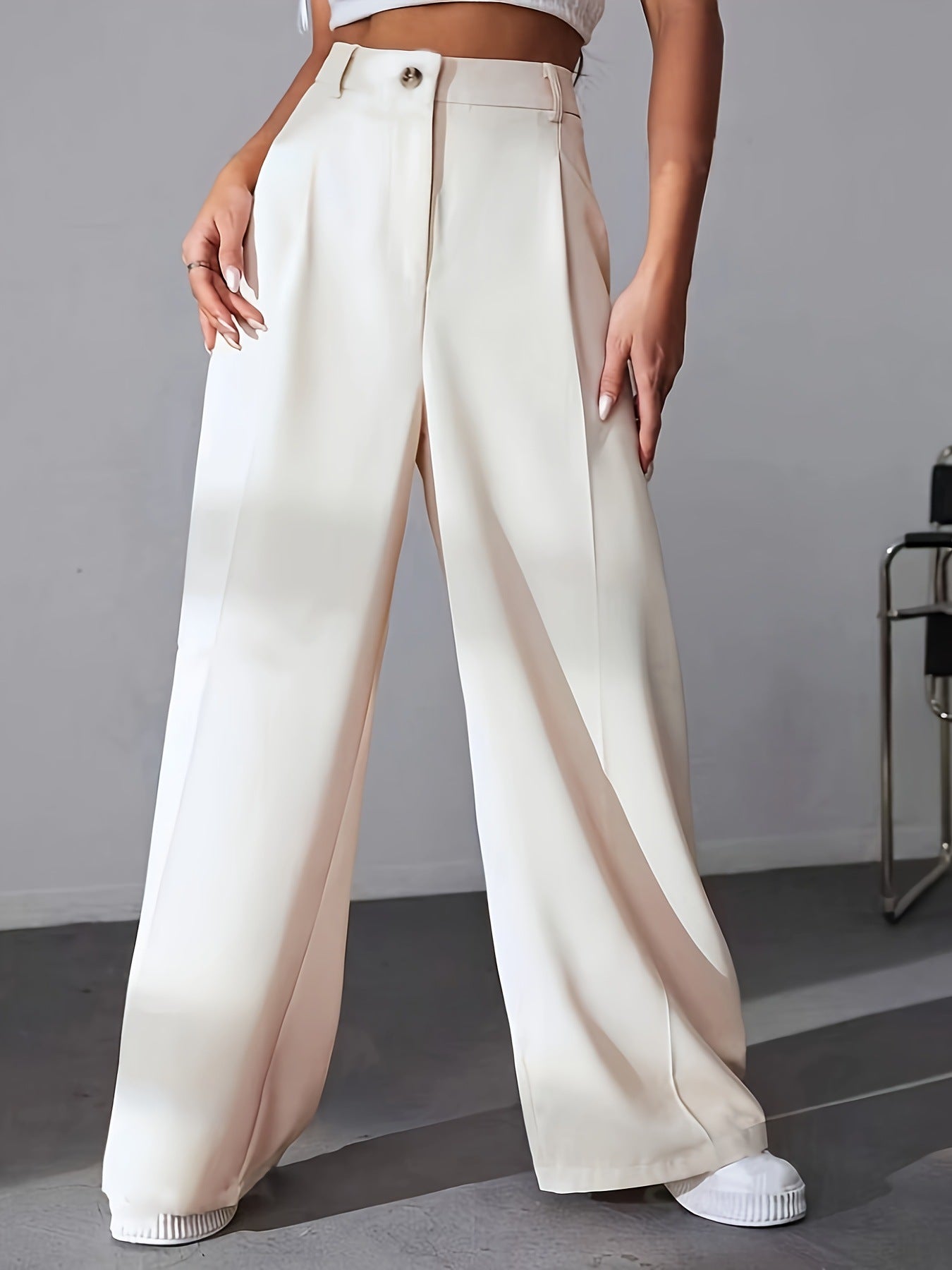 European And American New Women's Trousers Solid Color Casual Straight Pants