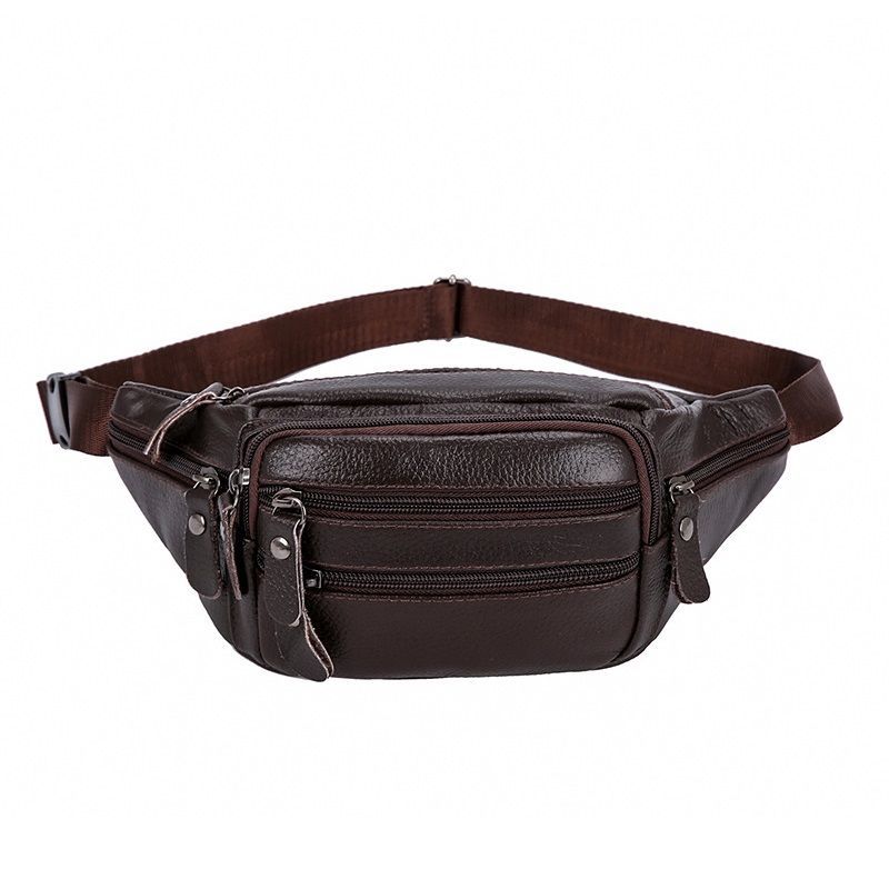 Leather Waist Bag For Men And Women With Multi-function And Large Capacity