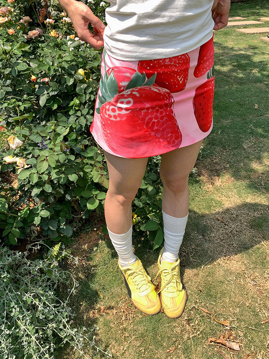 Vacation Style Strawberry Beach Skirt Hot Girl