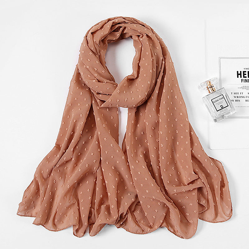 Women's Pearl Pure Color Chiffon Headscarf