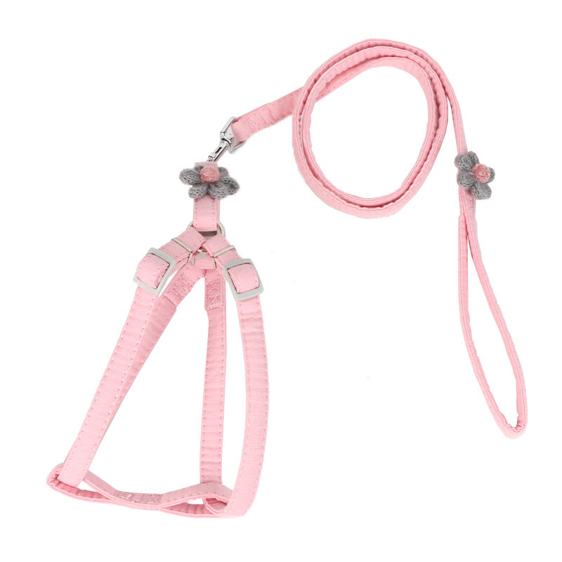 Dog Flower Traction Rope With Chest Back