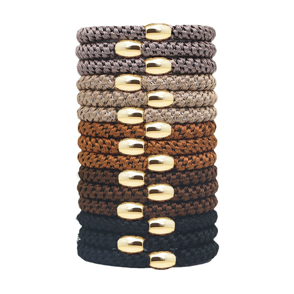 15 Pieces Embroidery Thread Twist High Elastic Hair Bands Women's Rubber Bands Hair Rope Hair Accessories
