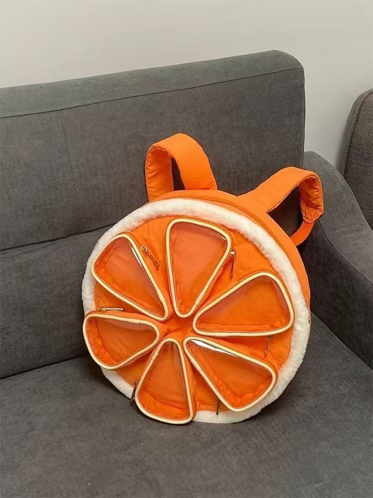 Multi-compartment Orange Cotton Backpack