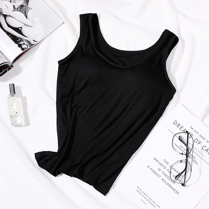 Camisole With Chest Pads Outerwear Base Layer Spaghetti Strap Top
