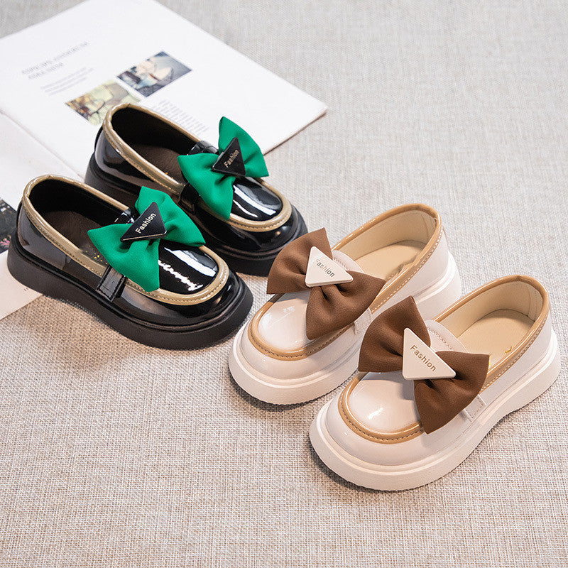Girls' Fashion Simple British Style Bow Soft Bottom Casual Shoes