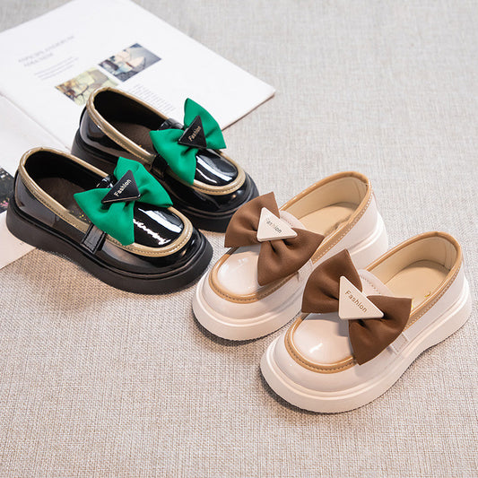 Girls' Fashion Simple British Style Bow Soft Bottom Casual Shoes