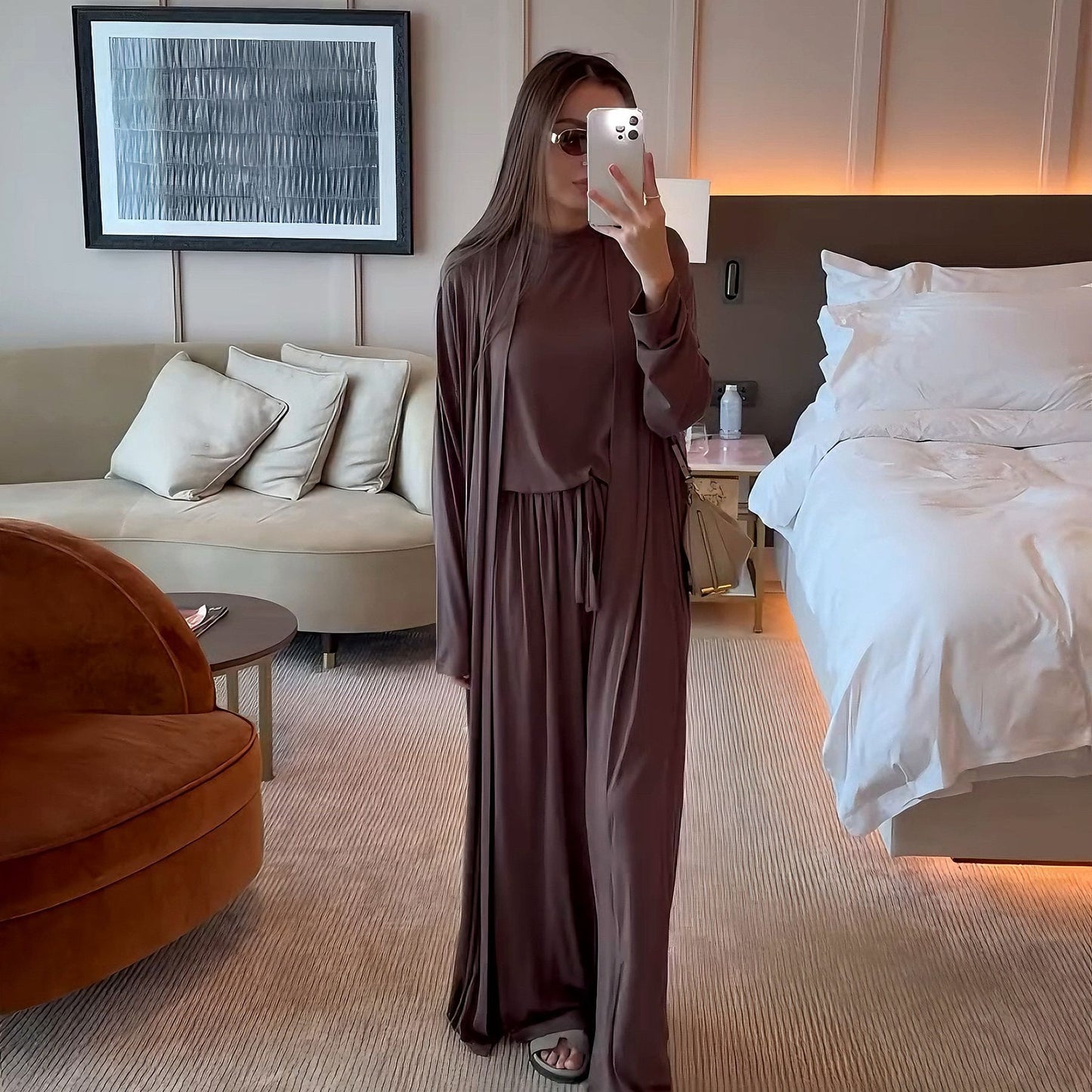 Women's Solid Color Casual Three-Piece Set