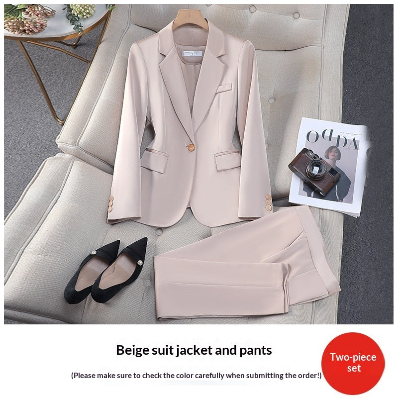 Acetate Satin Purple Suit Professional Womens Set AutumnWinter New Elegant Goddess-Style Commuter Workwear