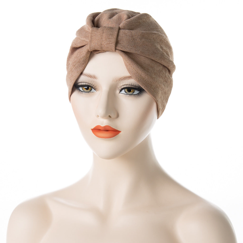 Solid Color Hooded Women's Bottoming Bow Turban