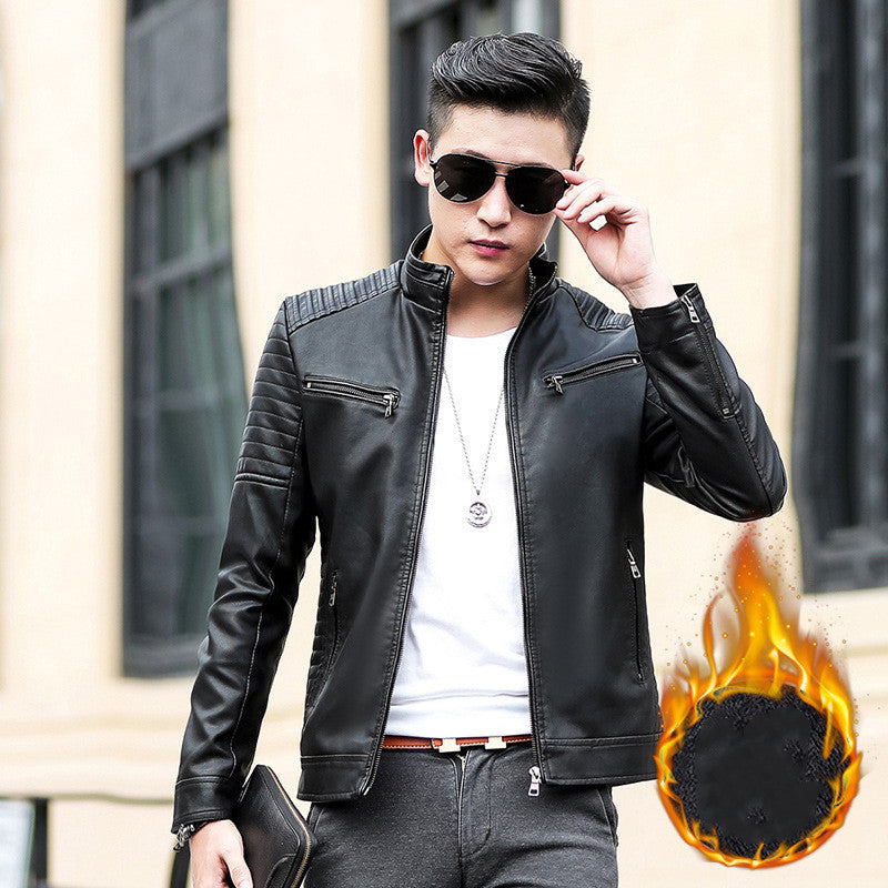 Handsome Motorcycle Leather Jacket Spring And Autumn