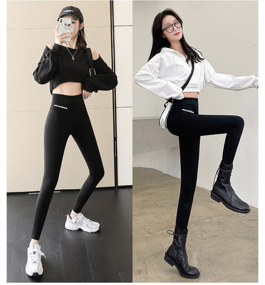 Ydre beklædning Højtaljede tynde mave Yoga Shark Leggings til kvinder