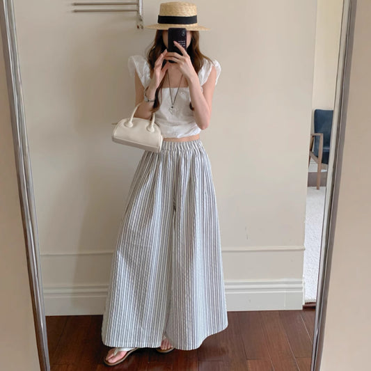 Versatile Striped Wide-leg Pants For Women