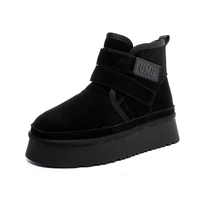 Genuine Leather Snow Female Short Non-slip Cotton Boots