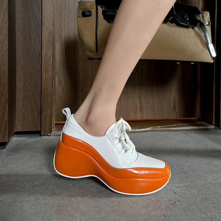 Square-toed Platform Sole With Color-blocking Deep-mouth Shoes