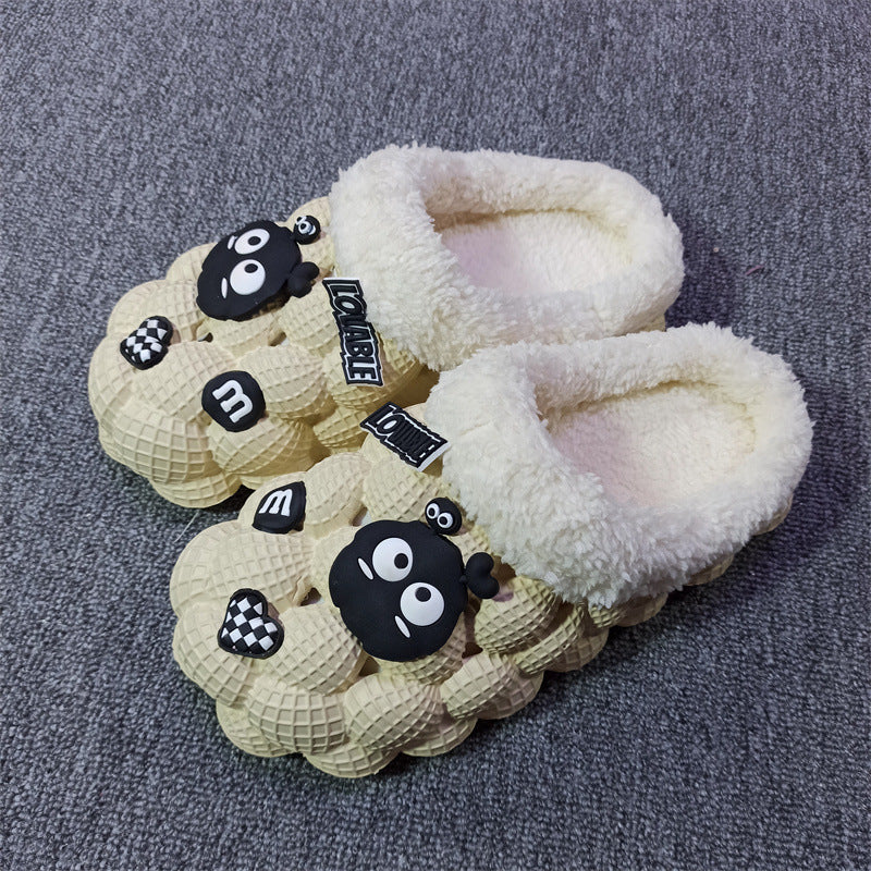 Dame Fashion Afslappede Lychee Bubble Platform Skridsikre Varme Hjemmesko