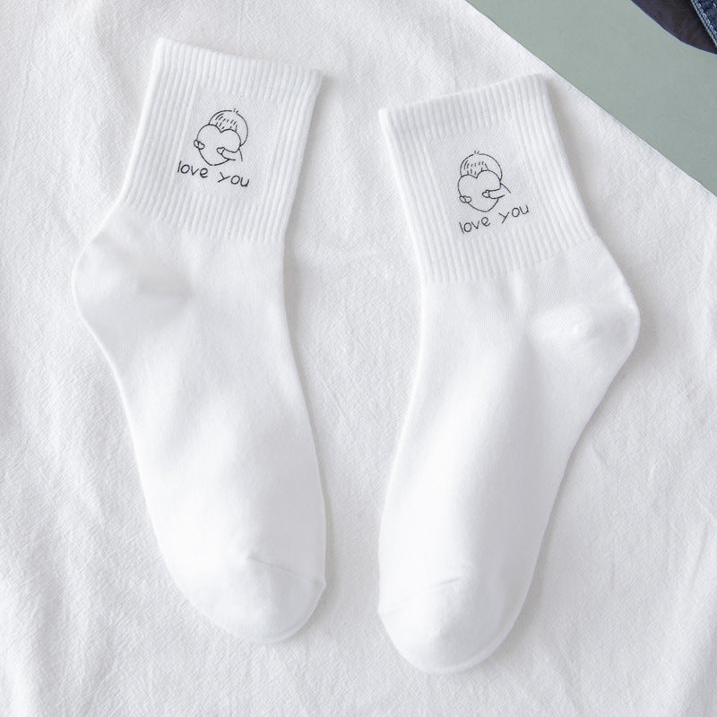 Women's Cute Medium Tube Thin Hot Stamping Socks