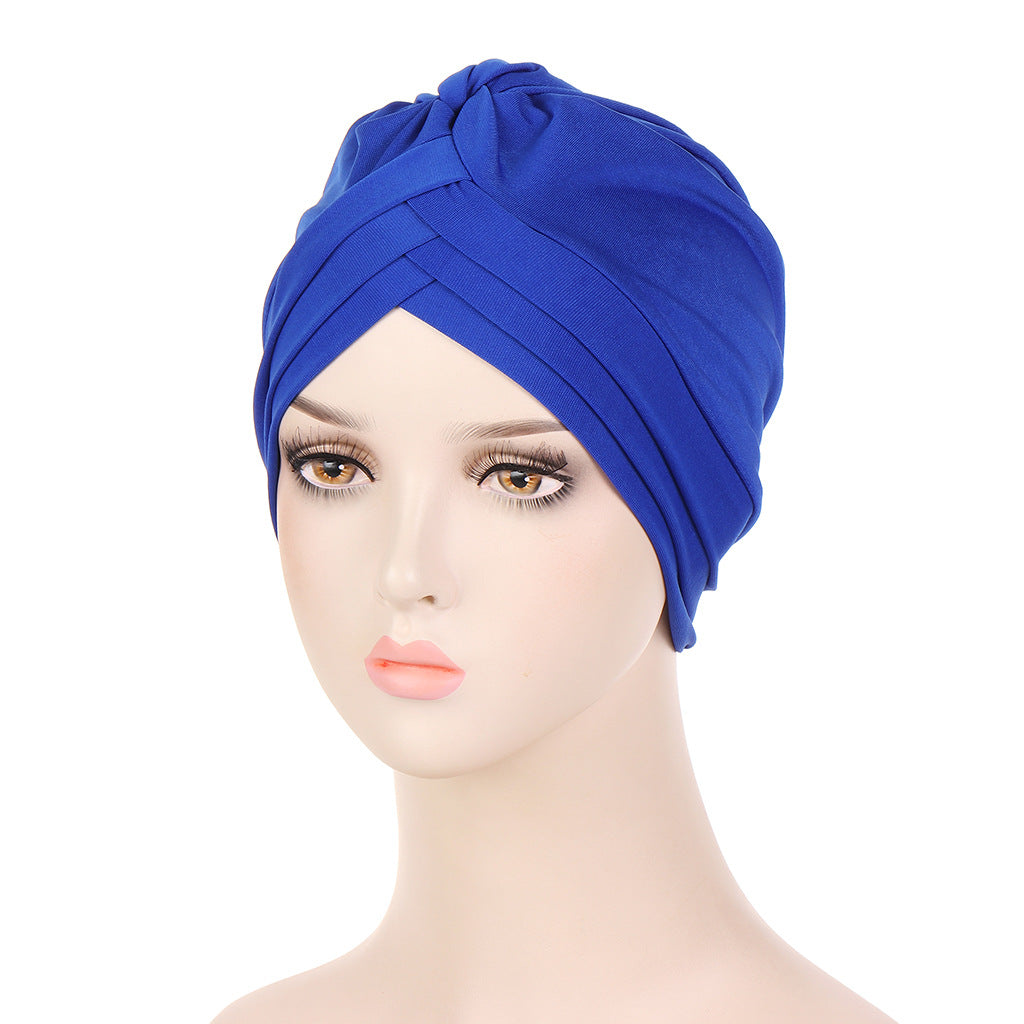 New Multi-color Crystal Hemp Three-layer Turban Hat