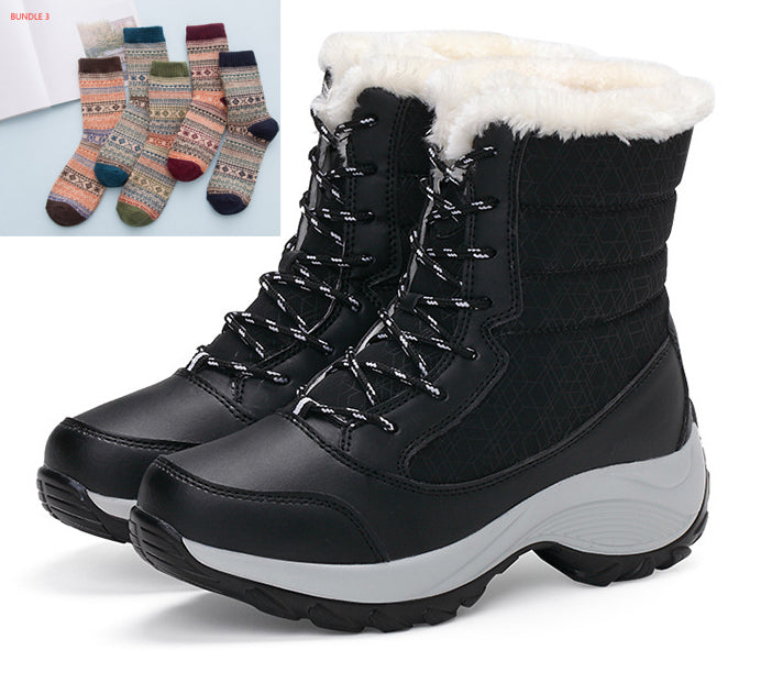 Snow Boots Female High To Help Waterproof Ladies Cotton Plus Velvet Shoes