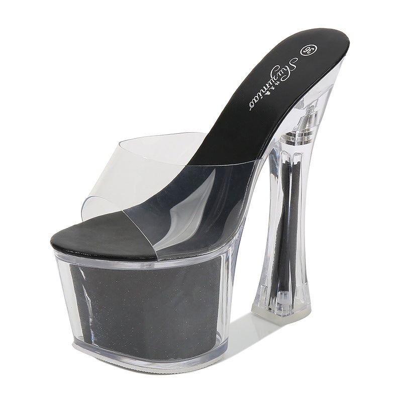 High Heeled Shoes Gradual Fishmouth Waterproof Platform