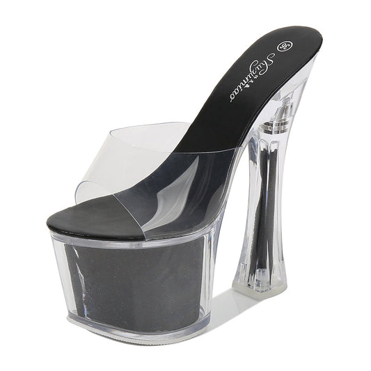 High Heeled Shoes Gradual Fishmouth Waterproof Platform