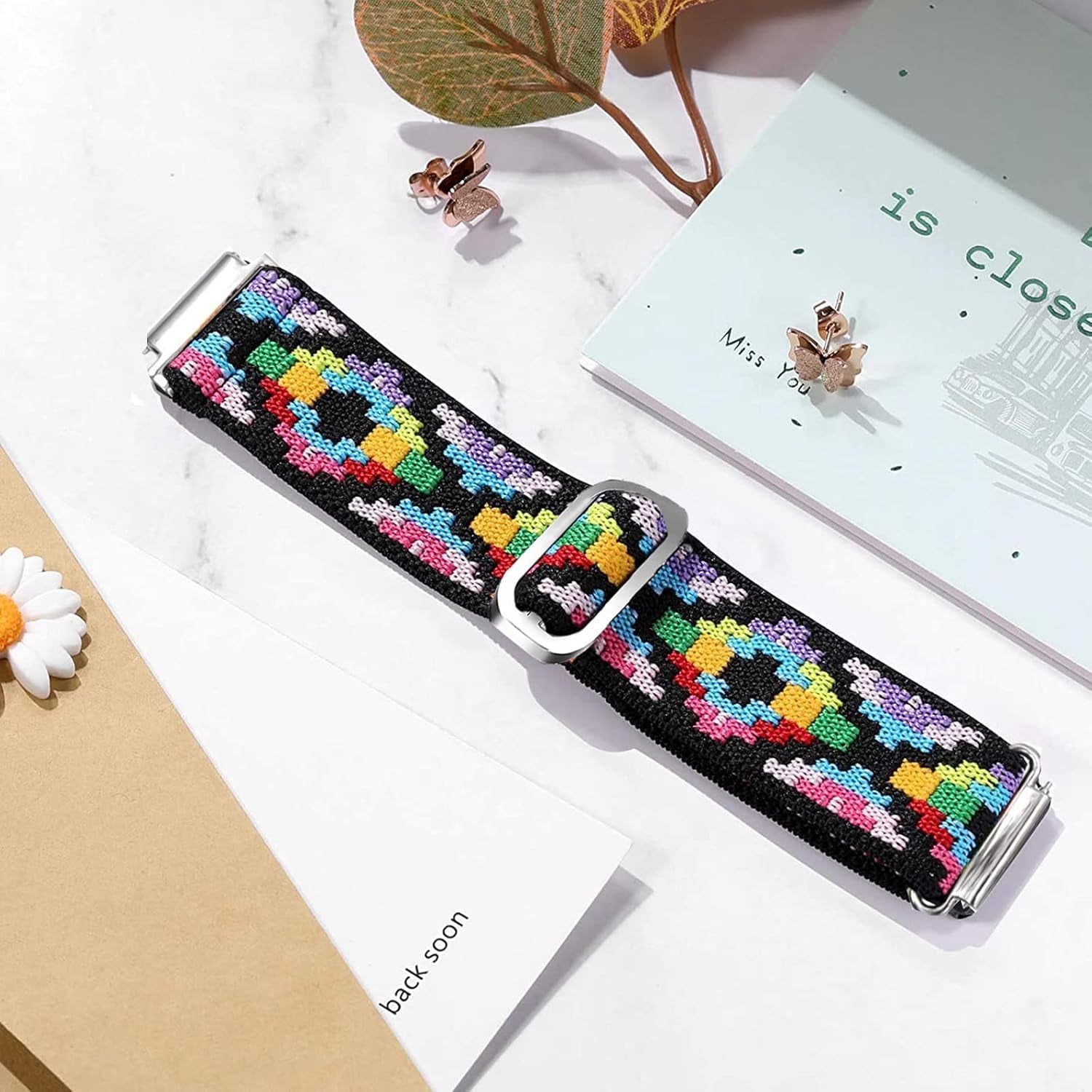 Compatible with IOWODO R30 Pro Bands, 20Mm Stretch Elastics Adjustable Strap Compatible with IOWODO R30 Pro/Touchelex Gaea Series K802 1.28 Smart Watch/Rlqa 54 1.83" Smart Watch (Colorful)