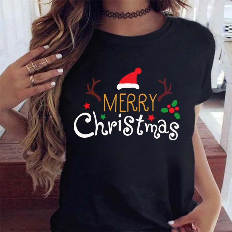 Christmas Red Plaid Leopard Short Sleeves