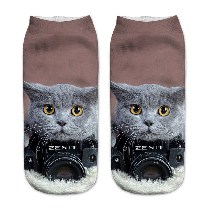 Cute Cat Series 3D Digital Printing Socks Children