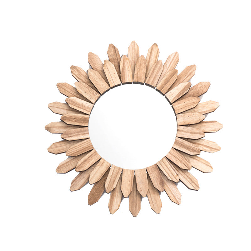 European-style Solid Wood Handmade Finish Hanging Mirror Homestay Hotel Entrance Decoration Hanging