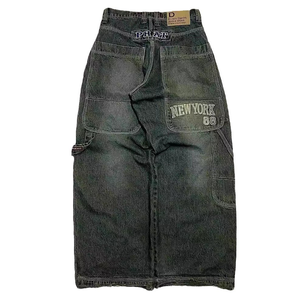 Forår Nye Gade Retro Mindretal Trendy Mærke Vide Ben Jeans Mænds Lige