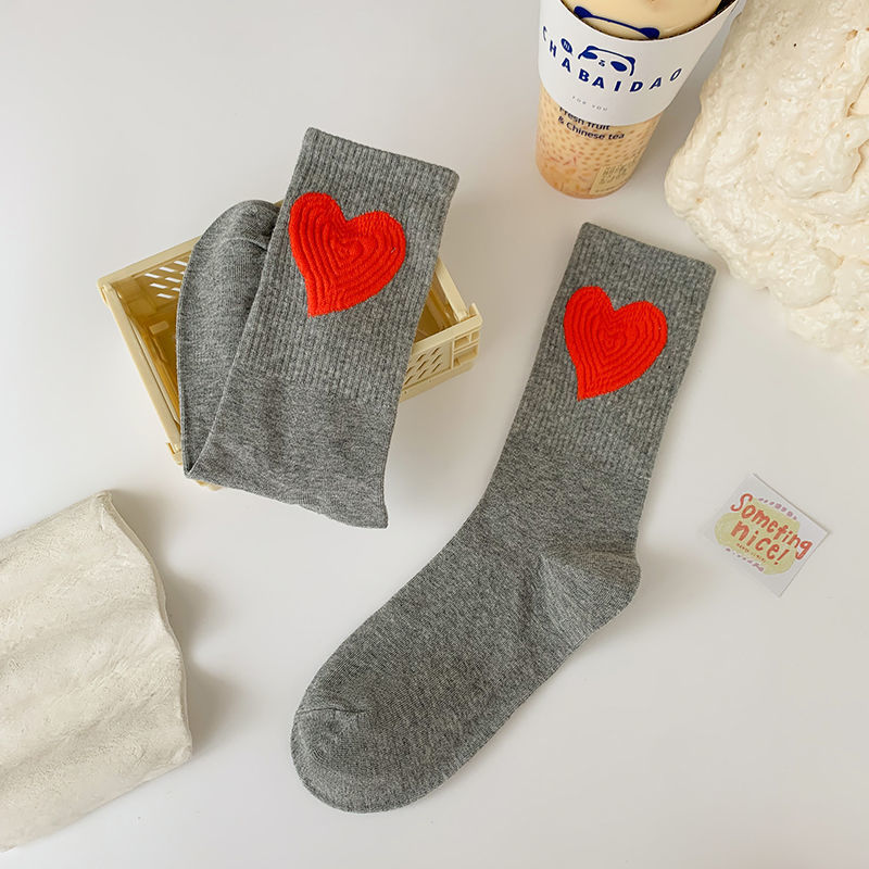 Socks Women's Big Love Medium Tube Macaron Color