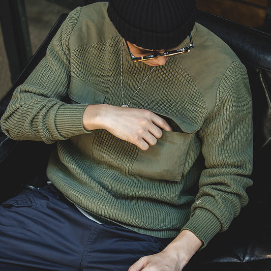 Retro Commando Outdoor Army Green Sweater