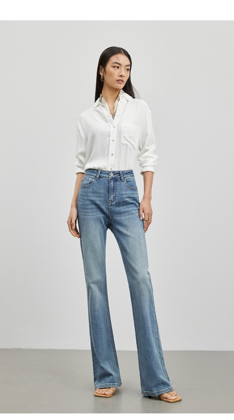 Retrojeans til kvinder, slankende og højtaljede