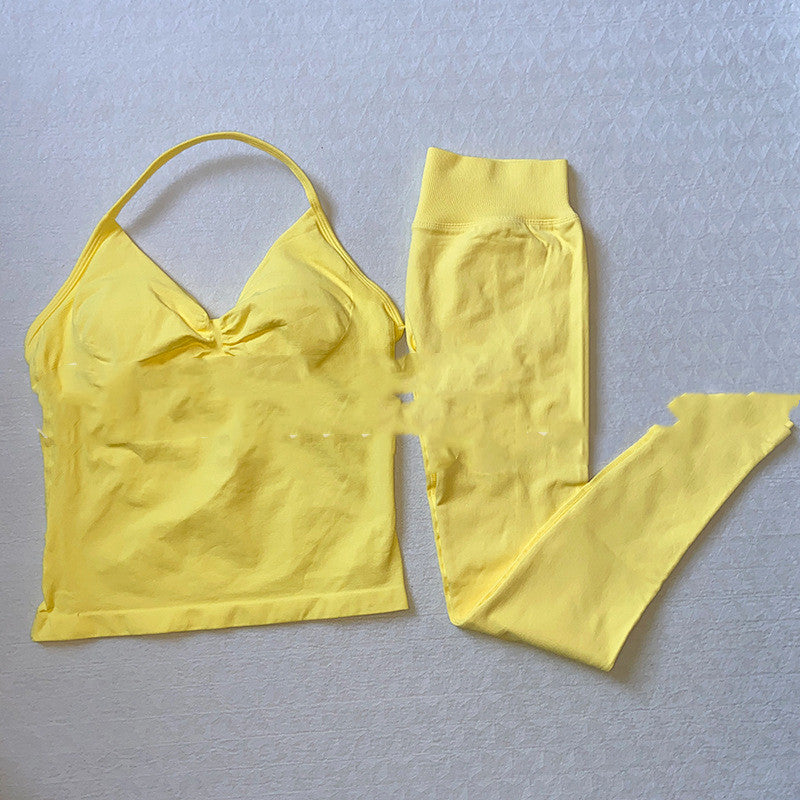 Sports Yoga Pants Back-shaping Camisole Waist-cinching Workout Tank Top And Long Pantscomplete Outfit Set