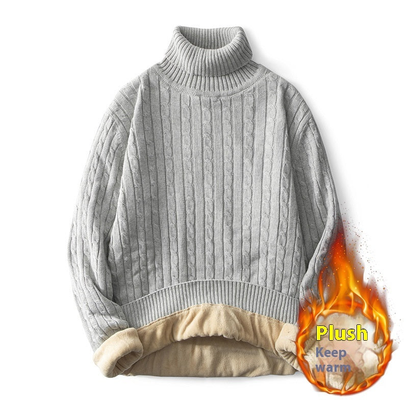 Men's Fleece-lined Thick Neck Sweater