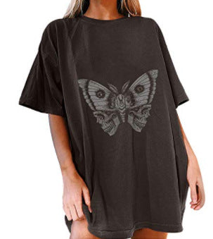 Women's Short Sleeved Vintage T-shirt Skull Print High Street Fashion