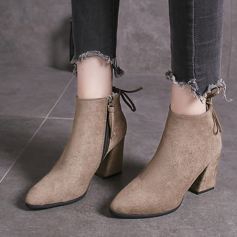 European And American Martin Boots Pointed High Heels Plus Size Women
