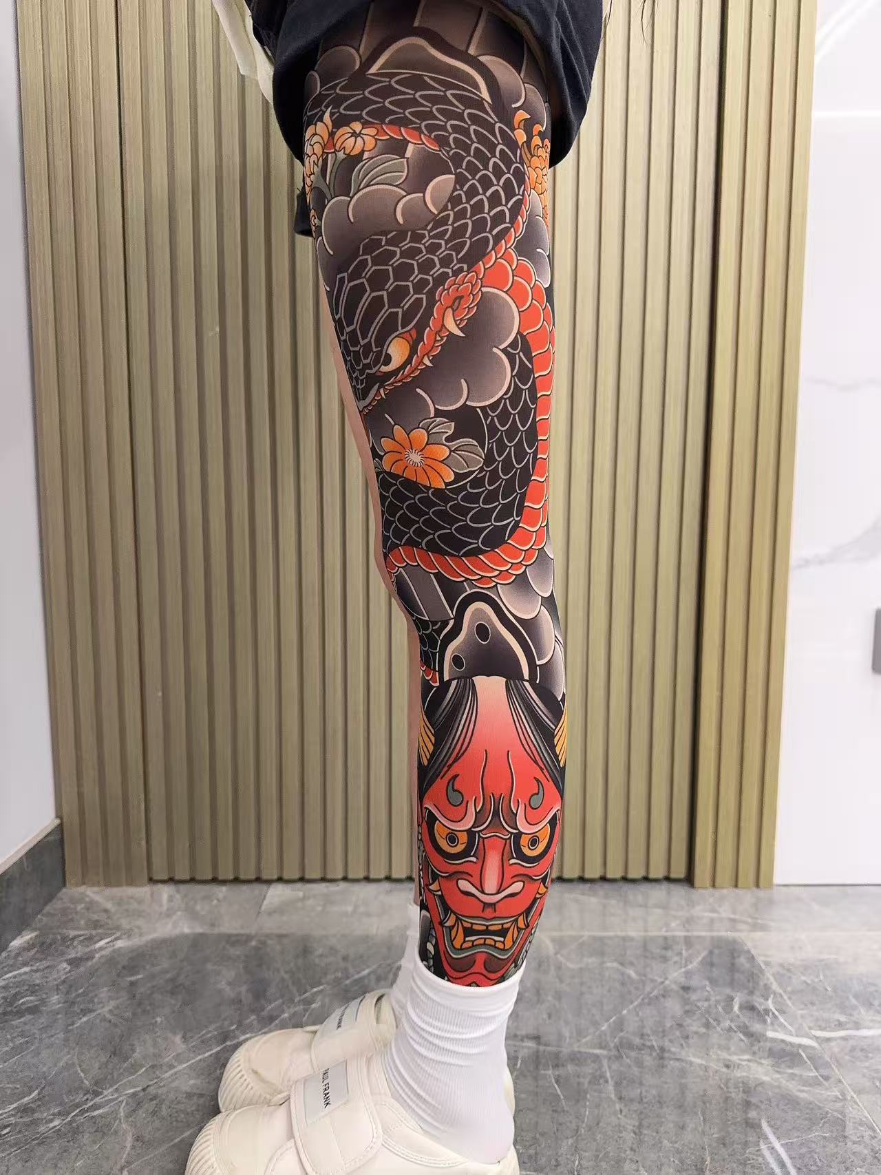 Tattoo Embroidery For Stockings Faded Single Tube Japanese Style